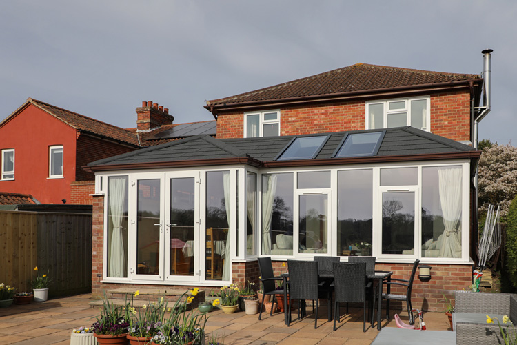 Edwardian Combination, Metrotile Charcoal Roof Tiles with two Solstice Skylight's